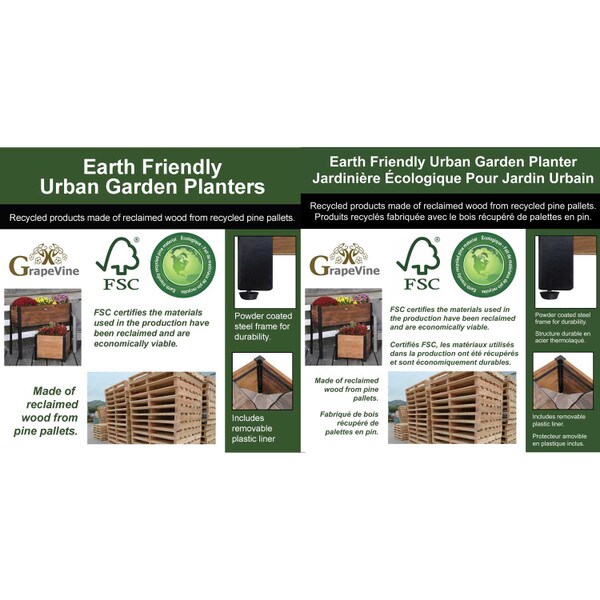 Grapevine Recycled Wood Planter